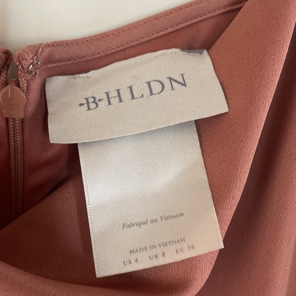 BHLDN Cali Satin Cowl-Neck Midi Slip Dress, Sedona, Size 4 - Picture 3 of 8